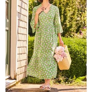 April Cornell Green Floral Lexi Long Dress Medium NWT